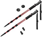 Crown Sporting Goods 43-Inch Red Shock-Resistant Adjustable Trekking Pole and Hiking Staff, Set of Two