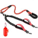 Eyein Double Dog Leash No Tangle - 360° Swivel Heavy Duty Reflective Lead with Two Padded Handles Dual Dog Splitter, Comfortable Shock Absorbing Walking Training for 2 Small Medium Dogs(Red,M)