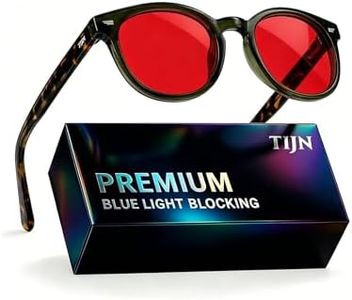 TIJN Red Lens Blue Green Light Blocking Glasses for Women Men, Retro Round Frame Computer Gaming Sleep Glasses, Lightweight