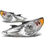 Hyundai Sonata Pair of Headlight OE Replacement Lamp (Chrome Housing / Amber Corner) 6th / Sixth Gen Hyundai i45