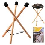 Handpan Drum Stand, Steel Tongue Drum Bracket, Solid Beech Wood Adjustable Tripod Structure Drum Holder, Snare Holder Bracket for 12 to 22 Inch Percussion Instrument(Wood Color)