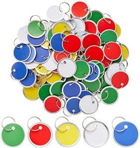 100 Pack Round Paper Key Tags with Split Ring Label for Backpack, Lockbox Storage, Keychain Tag (5 Colors, 1.2 in)