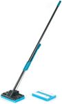 Beldray LA050915 Self Wringing Sponge Mop – Long Handle, Flat Hard Floor Cleaning Mop With Extra Replacement Head, Super Absorbent, Lightweight Floor Cleaner, Non-Abrasive, Easy Wring, Black/Blue
