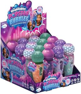 The Unspillables Pop Star Bubbles – No Spill Microphone Bottles for Kids, Pre-Filled Party Favors for Birthday Parties, Outdoor Play & Goodie Bags 16PC