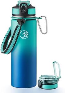 GOSWAG Insulated Sports Water Bottle, 24oz 2 Lids(with Straw/No Straw), Stainless Steel Water Bottles with Paracord Handle, Insulated Thermos with Double-Wall Vacuum Insulation