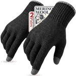 Merino Wool Gloves for Men Women, Touch Screen Warm Fleece Liners