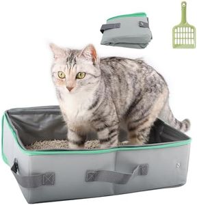 pangdi Travel Litter Box for Cats, Portable Collapsible with Lid, Leak-Proof, Odor Control, Easy Cleaning, in Hotels, Camping, Road & Air Trips, Grey, M