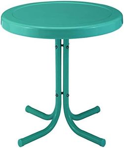 Crosley Furniture Griffith Weather Resistant Retro Metal Outdoor Side Table for Patio, Deck, Porch, Turquoise