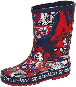 Marvel Boys Spiderman Wellington Boots Kids Rubber Wellingtons Rain Shoes Wellies Wellys, Navy, 11 UK Child