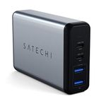 Satechi 75W Dual Type-C Pd Travel Charger Adapter With 2 Usb-C Pd & 2 Usb 3.0 - Compatible With 2020/2019 Macbook Pro, 2020/2019 Ipad Pro (Black, Grey)