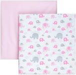 Tadpoles 2-Piece Elephant Crib Sheets | Collection of 2 Fitted Crib Sheets | Made of 100% Brushed Microfiber Polyester | Soft, Smooth, Breathable & Durable | Ideal for Babies | Pink & White