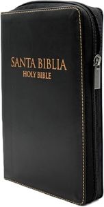 Biblia Bilingue Reina Valera 1960 con King James Version, imitacion piel, Negro con Indice y zipper para mujer y hombre/ Bilingual Bible Spanish English RVR 1960, Black with Index