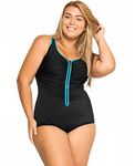 DELIMIRA Women's Built-in Cup Plus Size Swimsuits One Piece Zip Front Bathing Suits Multicoloured #3 16 Plus