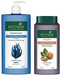 Biotique Bio Ocean Kelp Anti Hair Fall Shampoo Intenstive Hair Growth Therapy, 650ml & Biotique Bio Walnut Bark Volumizing Shampoo for Fine & Thinning Hair, 340 ml