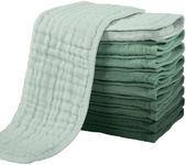 Yoofoss Muslin Burp Cloths for Baby 10 Pack 100% Cotton Baby Washcloths for Boys Girls Large 20''X10'' Super Soft and Absorbent Gradient Green