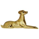 ITOS365 Brass Metal Sitting Dog Statue Animal Figurine Showpiece Home Decoration (Gold, Standard)