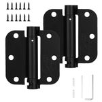 Sophia 2 Pack Self-Closing Door Hinge 3.5 Inch Rounded 5/8 Radius, Spring Hinges Adjustable Tension, Automatic Door Closer Hinge for Interior Exterior Residential Standard Indoor Doors,Matte Black