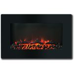 Hanover Fireside 30'' Black Wall Mounted Electric Fireplace with Driftwood Log Display and Realistic Flame, Modern Wall Fireplace Heater with Remote Control for Home, Living Room, Office