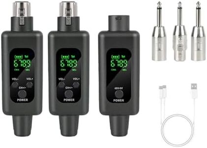 kh Professional Dual Wireless UHF Microphone System – 1 XLR Transmitter & 2 Receivers Kit for Dynamic & Condenser Microphones, Electric Guitar, Organ & Amplifier – Rechargeable Plug-and-Play