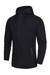 TCA Men’s Revolution Tech Workout Thermal Running Hoodie Jacket with Zip Pockets and Thumbholes - Black, M