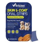 Vitricion Pet Skin and Coat Oral Strips|Omega Fatty Acids, Vitamin A and Vitamin E | Supports Skin Healing, for Shiny & Thick Fur, Healthy Skin & Hair (30 Oral Dissolving Strips for Dogs & Cats)