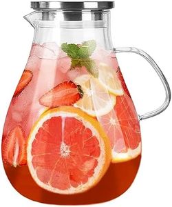 Glass Pitcher with Lid,1 Gallon Glass Water Pitcher Hot/Cold Water Jug, Juice and Iced Tea Beverage Carafe with Lid (Extra-Wide Mouth)