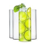 Thin Highball Glasses Set of 4,13oz Cocktail Glass Set,Tall Drinking Glasses for Water,Juice,Milk,Cocktails,Beer and More,Elegant Bar Glassware,Lead-Free Pint Glasses,Glass Drink Tumblers (13 OZ)