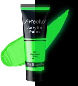 Artecho Glow in the Dark Paint, Neon Green Paint (120ml / 4.05oz) Tubes, Art Craft Paints for Canvas, Rock, Stone, Wood, Fabric, Art Supplies
