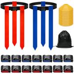 Catcan 65P Flag Football Belts Set, 14 Player Adjustable Flag Football Set with 42 Flags Includes 12 Disc Cones and 1 Storage Bag for Youth, Adults, Players Outdoor Sports Training Competition Set,