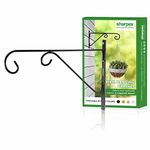 Sharpex Wall Mounted Metal Bracket | Decorative Wall Hook Plant Hanger for Hanging Pots, Bird Feeders, Flower Baskets, Planters, Lanterns, Lamps, and Wind Chimes for Indoor/Outdoor Use (Black, 2 Pc)