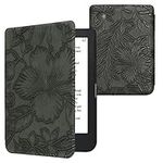 kwmobile Case Compatible with Kobo Clara 2E / Tolino Shine 4 Case - eReader Cover - Embossing Flowers Green