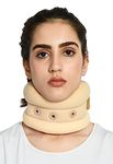 ZEDAN Soft Foam Universal Cervical Collar | Adjustable Neck Support Brace | For Sleeping - Relieves Neck Pain & Spine Pressure | Neck Collar After Whiplash or Injury | For Women & Men - (M, Beige)