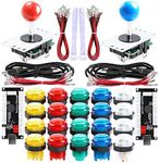 Qenker 2-Player LED Arcade DIY Kit for USB MAME PC Game DIY & Raspberry Pi Retro Controller DIY Including 2X Arcade Joystick, 20x LED Arcade Buttons, 2X Zero Delay USB Encoder (Mixed Color Kit)