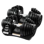TRIOBLADE 24KG/40KG Adjustable Dumbbells for Saving Place Weights Dumbbells Set 15in1 /17in1 Fast Weight Changes NonSlip Handle Home Gym Strength Training Equipment (40kg B Style 1 Pair Black)