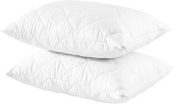 Trance Home Linen Water Resistant Quilted Pillow Protector 240 GSM Soft Cotton Quilted Pillow Cover Protector Zippered Closure, Protection Against Water Spills & Dustmites ( 18x28 Inches | White)