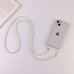 Luxury Crossbody Lanyard Necklace Pearl Chain Phone case for iPhone 11 12 13 14 Pro Max Transparent Soft Cover with Strap,A,for iPhone 12