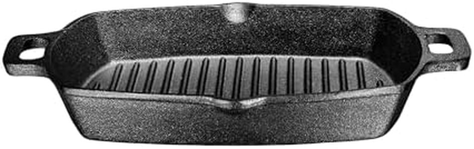 Bruntmor 13 Inch Non Stick cast iron Grill Pan, Induction Stove top grill plate, grilled pan for Sovetop , Outdoor Gridle Pan for Steak, and Meats.