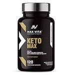 Keto Max – Advanced Keto Diet Pills with MCT Oil, Green Tea & L-Carnitine Plus Vitamins & Minerals - Premium Supplements for Metabolism and Energy Boost - 120 Vegan Capsules Made in The UK