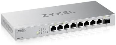 Zyxel 8-Port 2.5Gb MultiGig Ethernet Unmanaged Switch | 8 x 100/1G/2.5G Ports + 1 x 10G SFP+ | Plug & Play | Metal Housing | Desktop or Wall-Mount | Ethernet Splitter XMG-1058