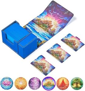 Arcane Fortress Card Deck Box for MTG Commander, Fits 100 Double-Sleeved Cards, Premium Leather, TCG Deck Box for Magic EDH, Magnetic Case with 3 Dividers & Dice Storage Box (Hidden Island)