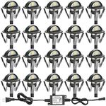 FVTLED Pack of 20 Warm White Low Voltage LED Deck Lights kit Φ1.38 Outdoor Garden Yard Decoration Lamp Recessed Landscape Pathway Step Stair Warm White LED Lighting, Black