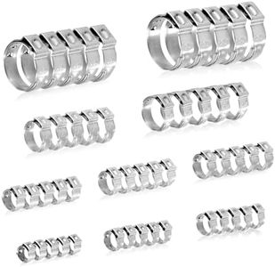 VORXEON 200PCS 10 Sizes Single Ear Hose Clamps 304 Stainless Steel 5.8-21.0mm for Securing Pipe Hoses and Automotive Use