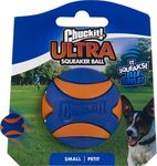 ChuckIt! Ultra Squeaker Ball Dog Toy Ball Durable Rubber Squeaky Dog Ball Chuck It Launcher Compatible Toy For Dogs, 1 Pack, Small