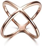 WISTIC Statement Rings for Women Wide Bands Parallel Bar X Criss Cross Rings for Girls Touch of Luxury Fashion Stainless Steel Rings Effortlessly Elegant Cocktail The Light Luxury Luxury in Minimalism a Touch of Bohemian Charm Enhancer Finger Jewelry, Non-Precious Metal, metal