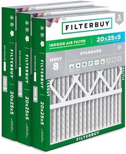 Filterbuy Filtro de aire MERV 8 de 20 x 25 x 5 pulgadas, defensa contra el polvo (paquete de 3), filtros de aire plisados HVAC AC para Honeywell FC100A1037, Lennox X6673, Carrier y más (tamaño real: