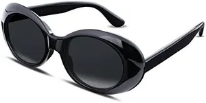 FEISEDY Sunglasses White Oval Clout Goggles for Women Men Retro Round Trendy Rimmed Clueless Costume Frame B2253