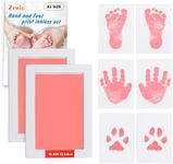 Zemiu Baby Handprint and Footprint XL Size Kit,2 Pink Baby Handprint Ink Pads with Clean-Touch & 6 Imprint Cards,Inkless Print Kit Safe Non-Toxic for Baby Feet and Hands, Family Keepsake, Pet Paw