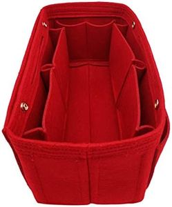 LEXSION Felt Purse Organizer Insert Bag organizer Multi Pocket Bag in Bag Organizer For Tote & Handbag Shaper 8008 Red L