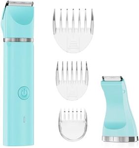 AIBRIT PRO Electric Bikini Trimmer for Women,2 in 1 Electric Shaver for Women Pubic Hair, Portable Razors for Shaving with 2 Trimmer Heads,IPX7 Waterproof (Blue)