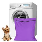 Large Pet Laundry Bag for Washing Machine 70 x 80cm, Petwear Wash Bag Stops Pet Hair Blocking the Washing Machine, Pet Wash Bag with Zipper Ideal For Dog Cat Horse (70 x 80 cm, Purple)